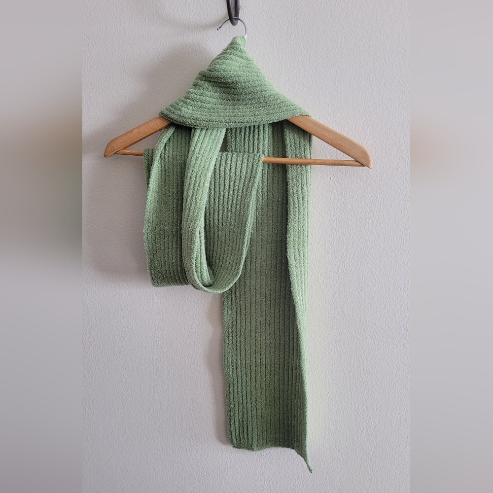 Textured nylon blend ribbed super soft scarf in bright lime green
